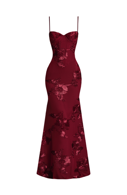 Nefertiti Maxi Elbise – Bordo
