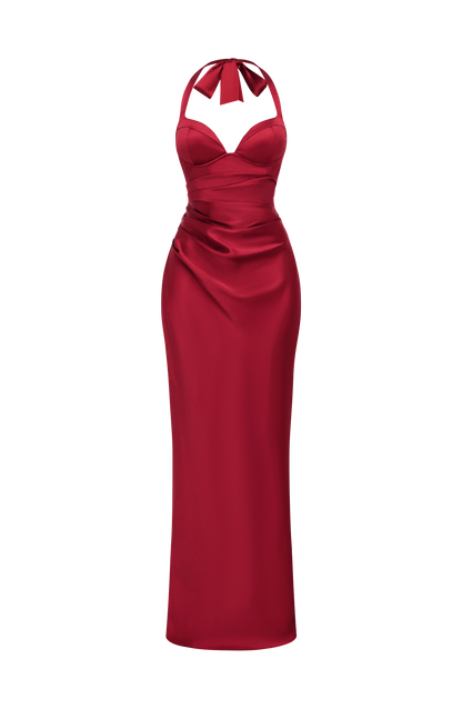 Ophelia Maxi Elbise – Koyu Kırmızı