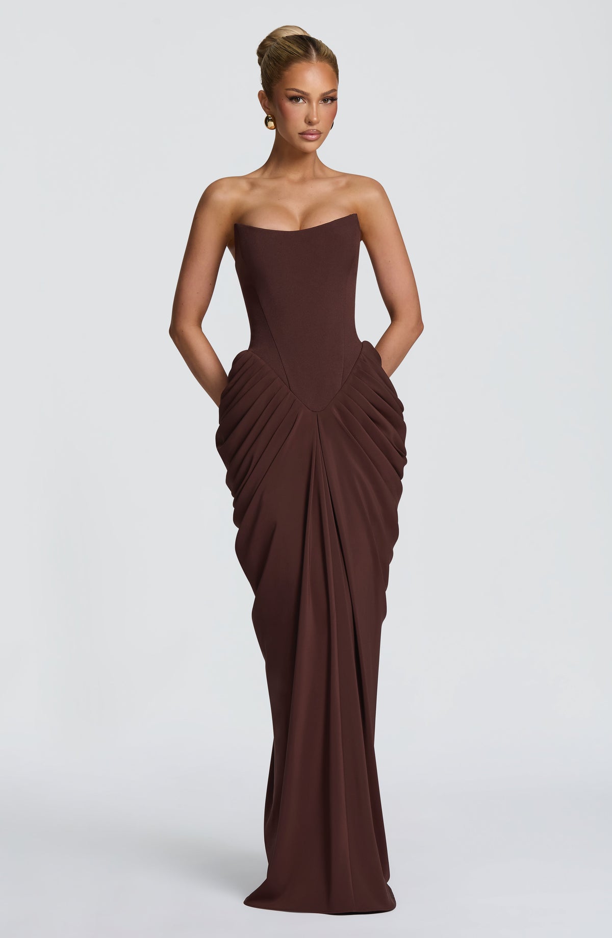 Noura Maxi Elbise – Mürdüm Kahve