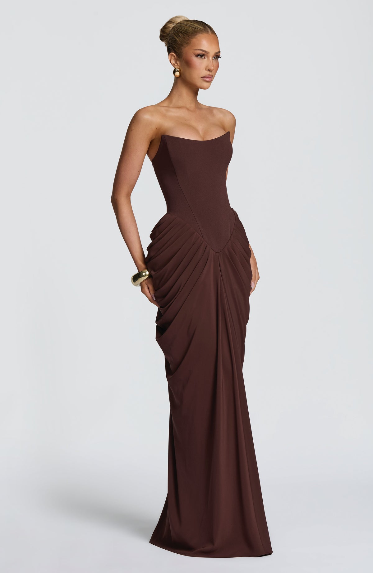 Noura Maxi Elbise – Mürdüm Kahve