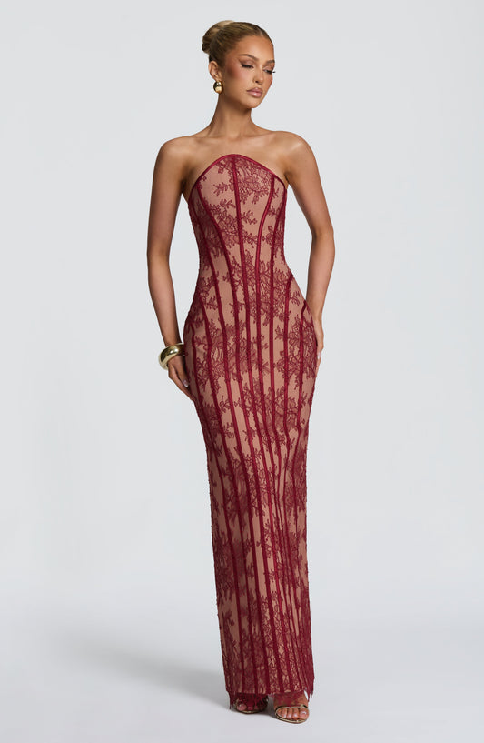 Tamara Maxi Elbise – Bordo