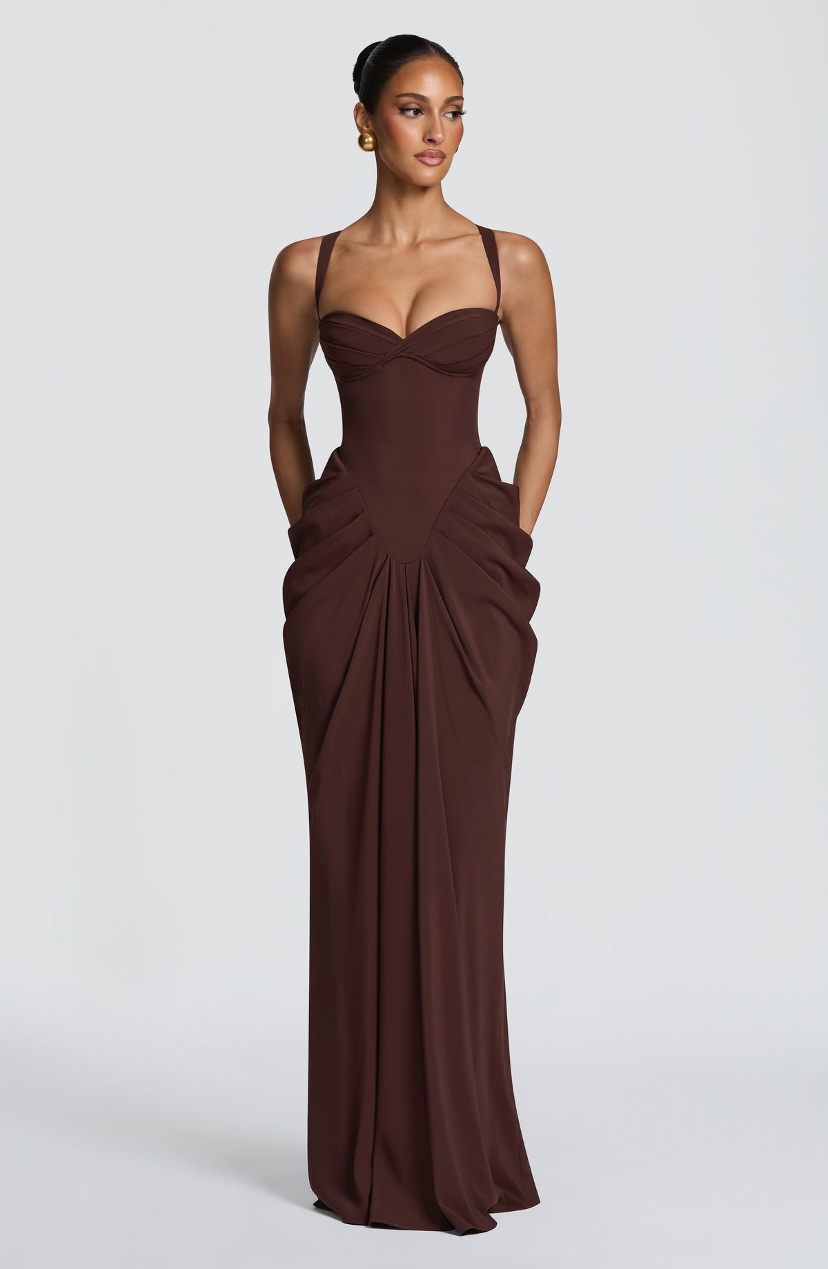 Lucille Maxi Elbise – Mürdüm Kahve