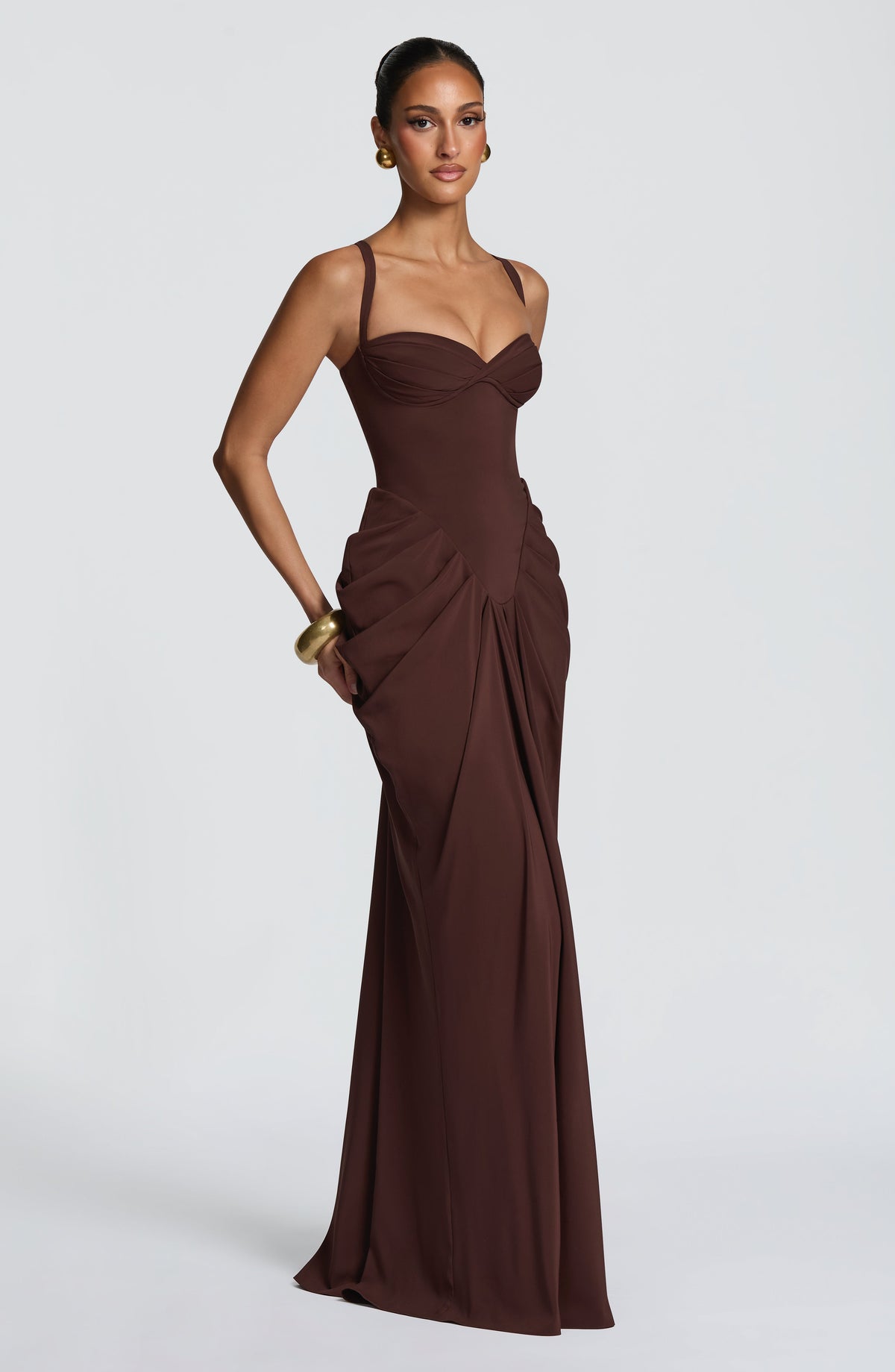 Lucille Maxi Elbise – Mürdüm Kahve