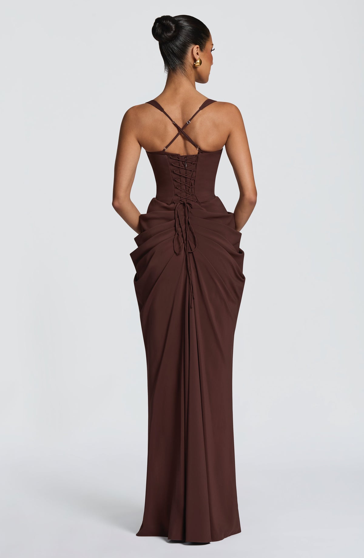 Lucille Maxi Elbise – Mürdüm Kahve