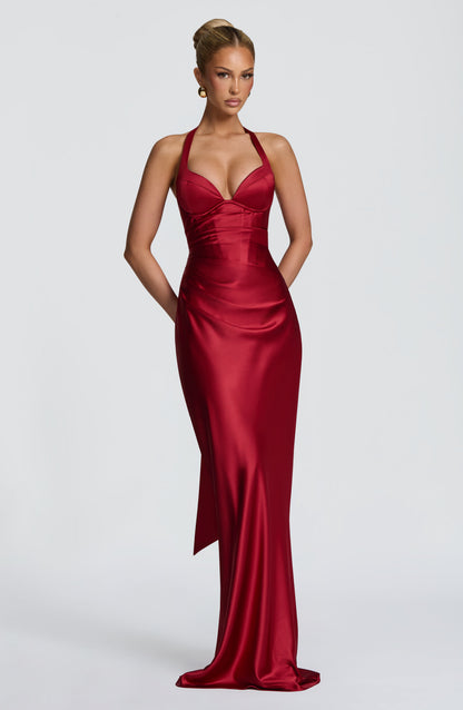 Ophelia Maxi Elbise – Koyu Kırmızı