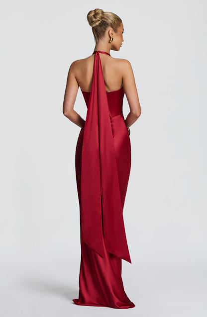 Ophelia Maxi Elbise – Koyu Kırmızı