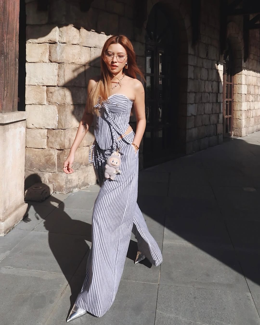 Liniria Çizgili Büstiyer & Pantolon Takım