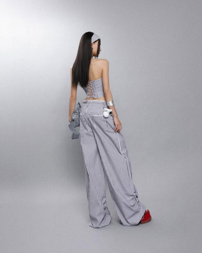 Liniria Çizgili Büstiyer & Pantolon Takım