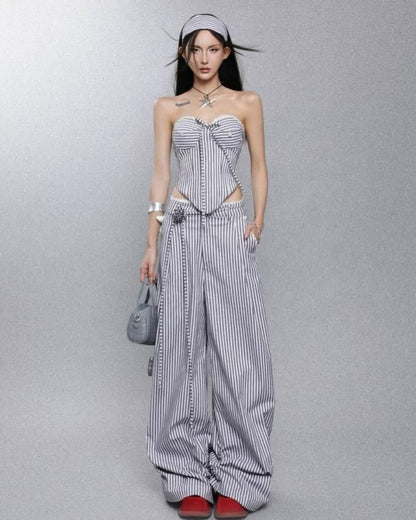 Liniria Çizgili Büstiyer & Pantolon Takım