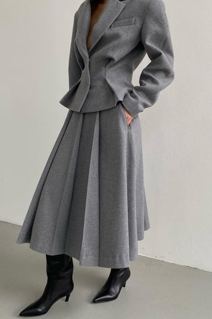 Georgia Yaka Blazer Midi Etek Takım