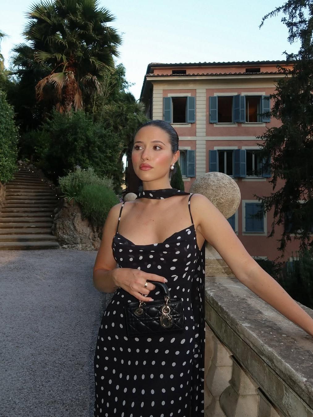 Puantiyeli Fırfırlı Maxi Elbise