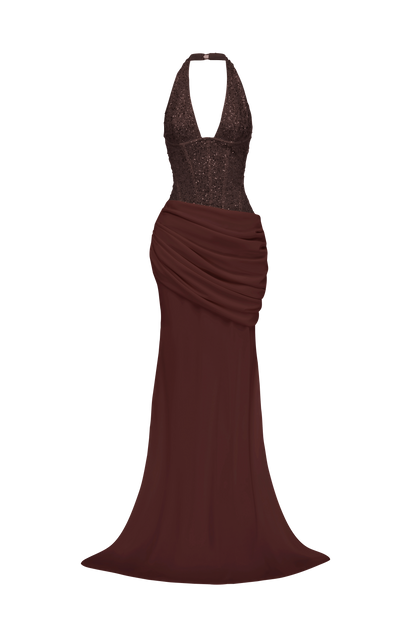 Taylor Maxi Elbise – Mürdüm Kahve