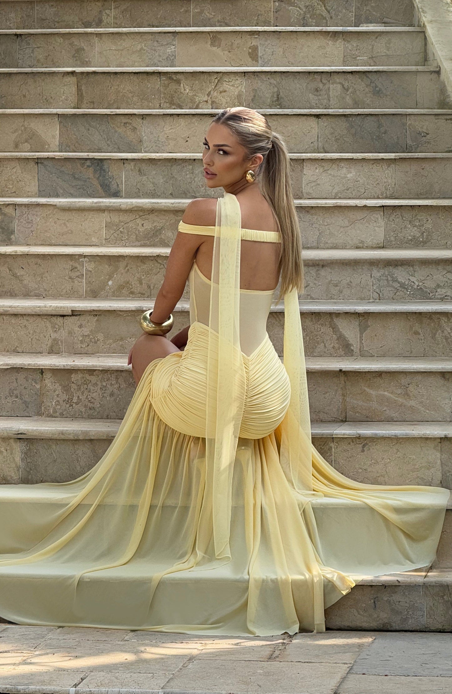 Celina Maxi Elbise - Limon Sarısı