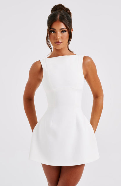 Alana Mini Elbise – Fildişi