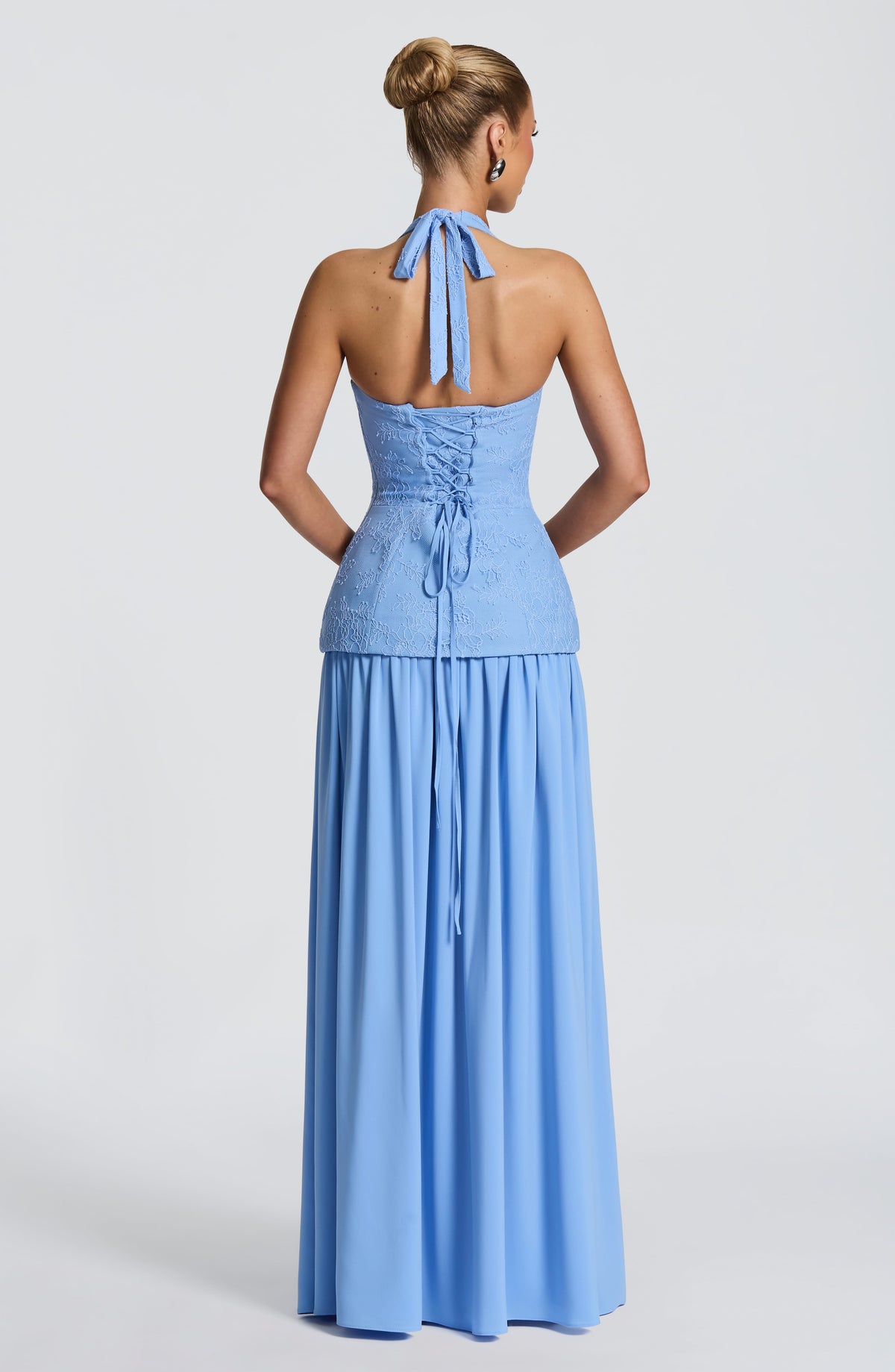 Almira Maxi Elbise – Pudra Mavisi