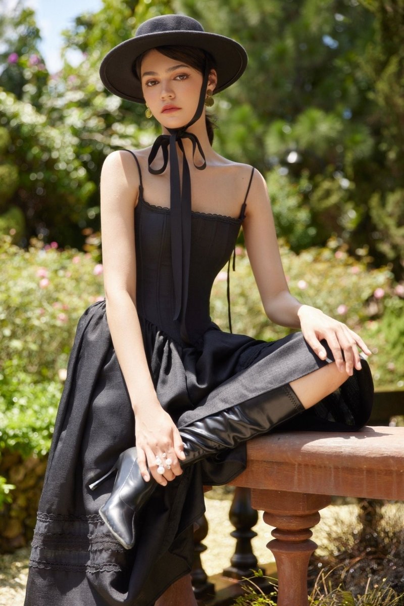 Alva Dantel Kenarlı A Kesim Midi Slip Elbise