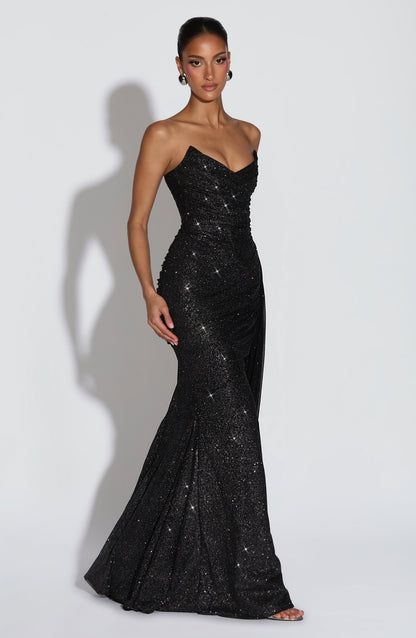 Ashika Maxi Elbise – Işıltılı Siyah