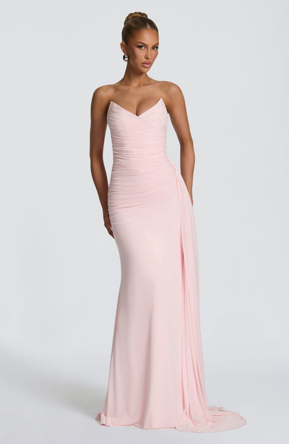 Ashika Maxi Elbise – Pudra Pembe