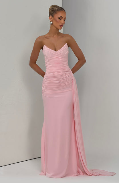 Ashika Maxi Elbise – Pudra Pembe