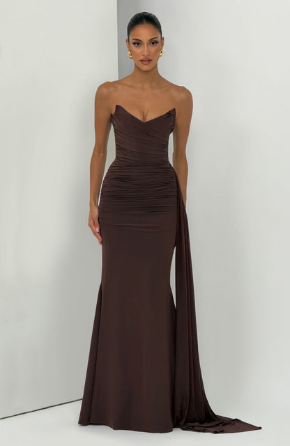 Ashika Maxi Elbise – Mürdüm Kahve