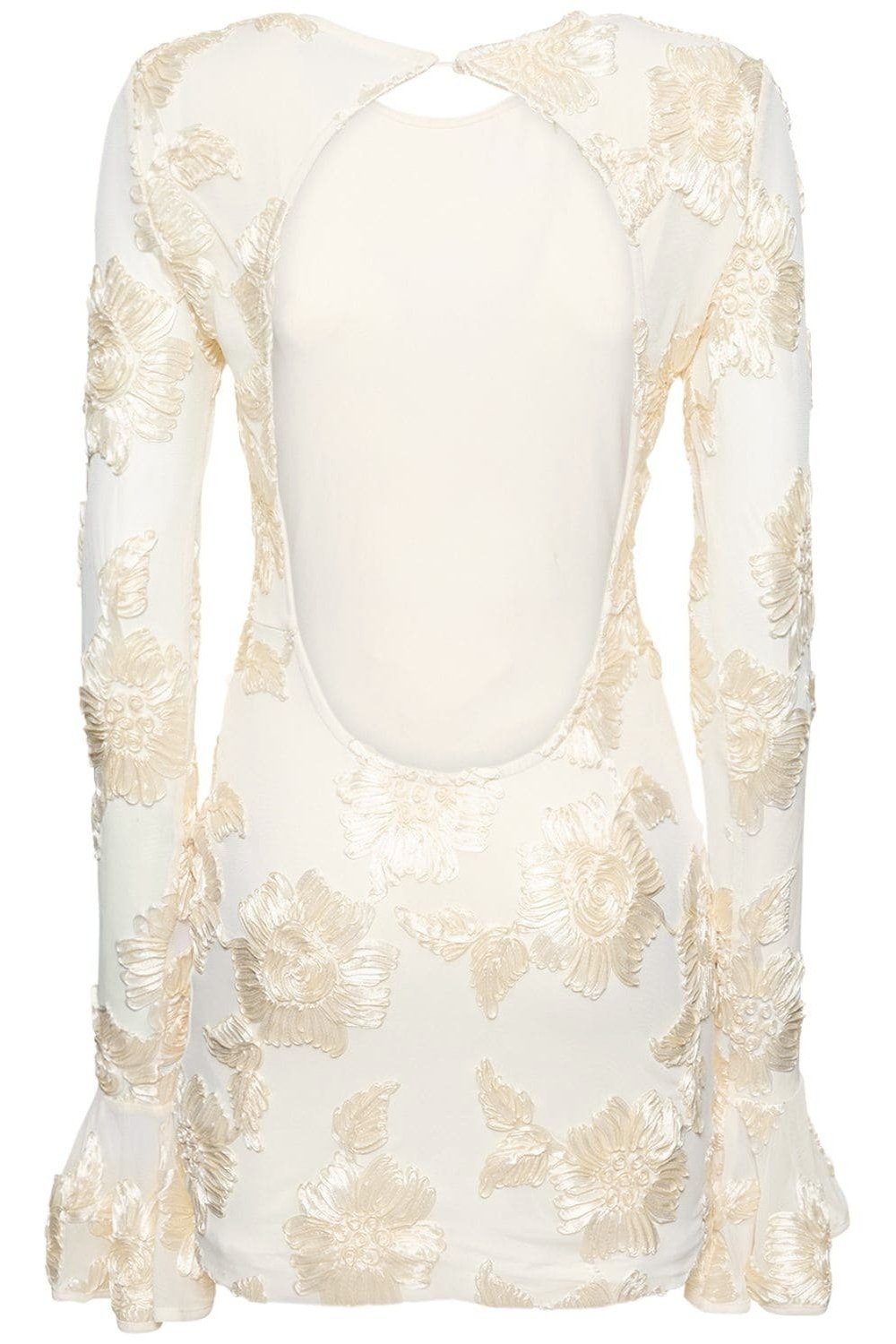 İşlemeli Sırtı Açık File Mini Elbise