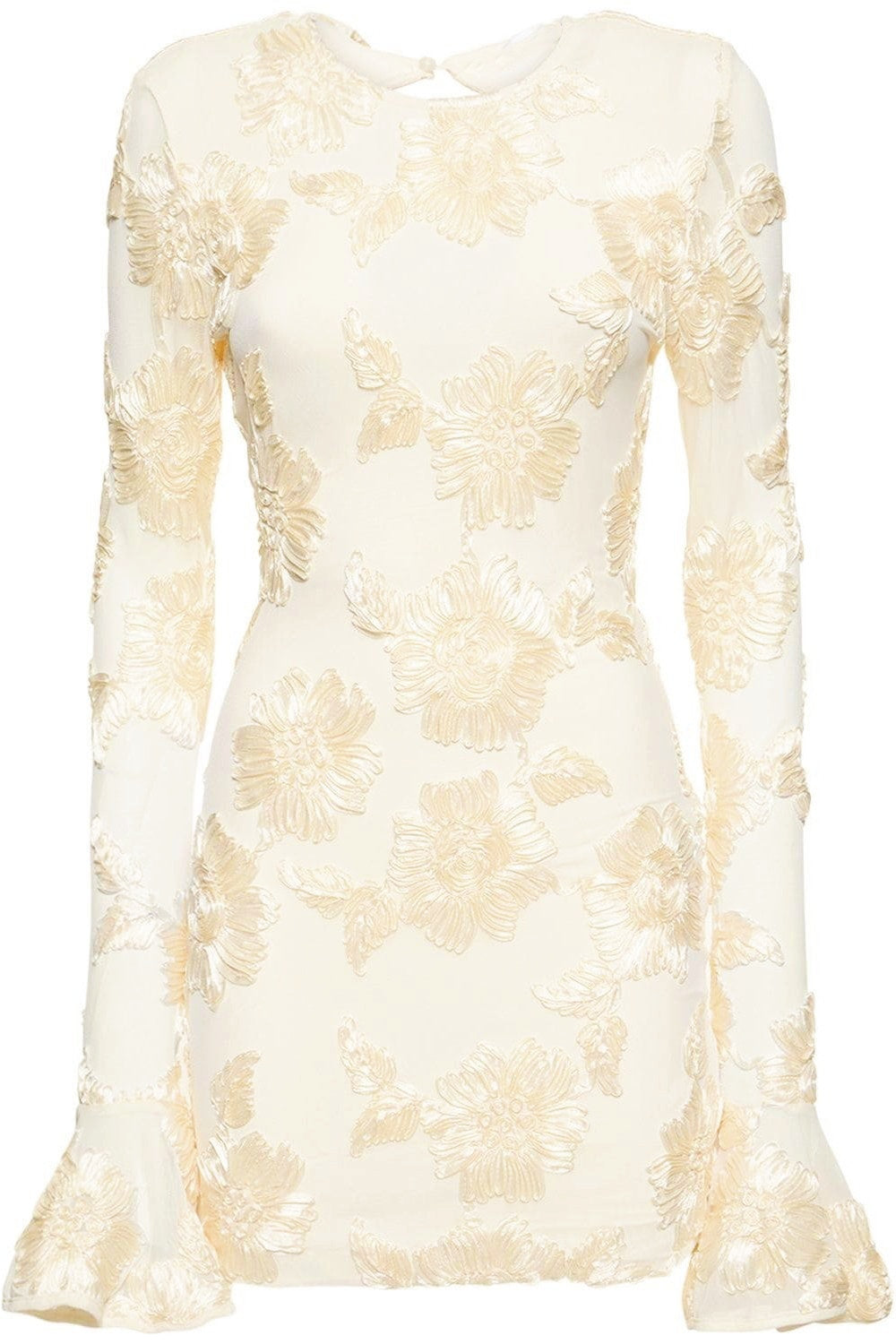 İşlemeli Sırtı Açık File Mini Elbise