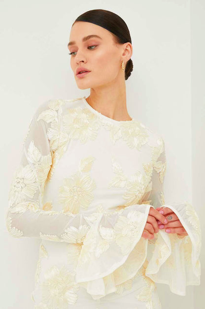 İşlemeli Sırtı Açık File Mini Elbise