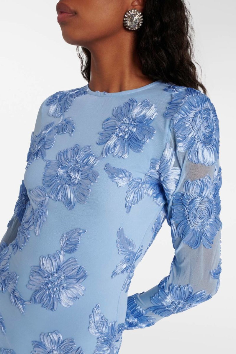 İşlemeli Sırtı Açık File Mini Elbise