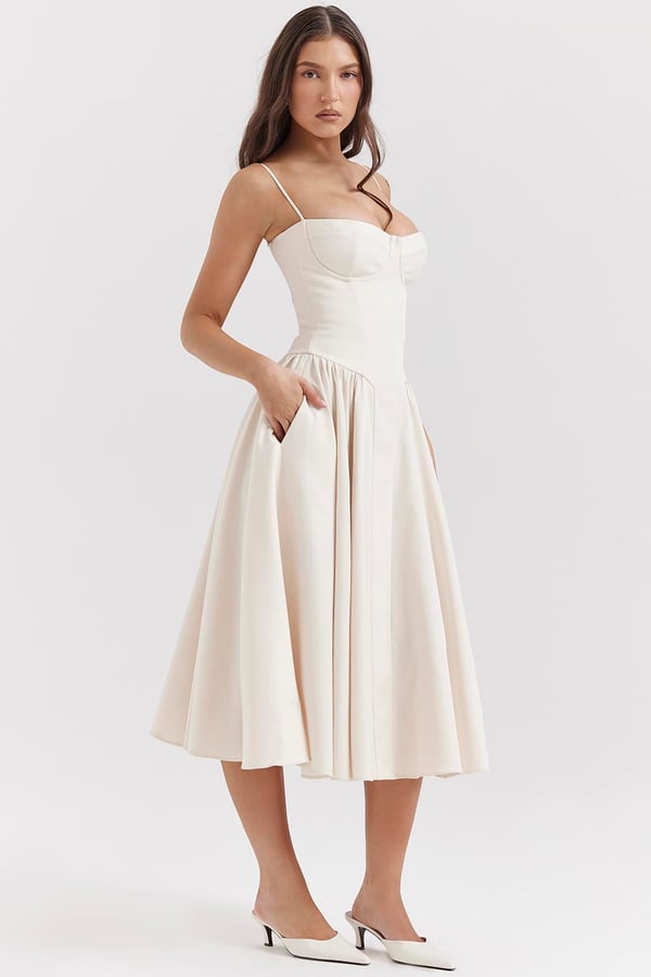 Ophelia Zarif Büstiyer Midi Elbise