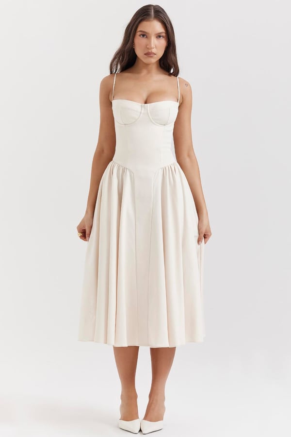 Ophelia Zarif Büstiyer Midi Elbise