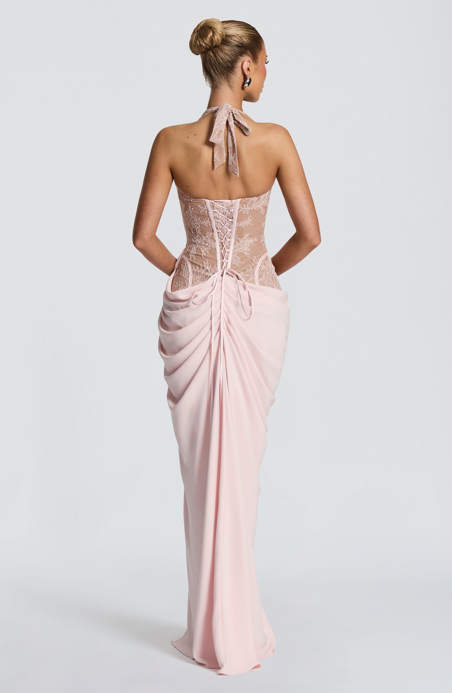 Bonita Maxi Elbise - Pudra Pembe