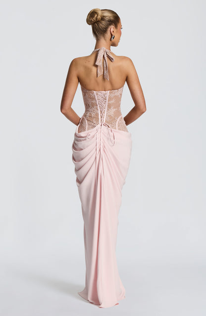 Bonita Maxi Elbise - Pudra Pembe