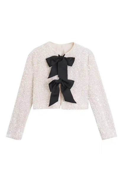 Cara Papyonlu Payet Crop Top