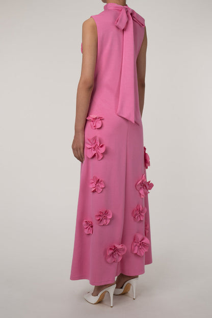 Ethel Çiçek İşlemeli Kolsuz Maxi Elbise