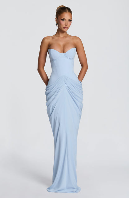 Chiara Maxi Elbise – Buz Mavisi
