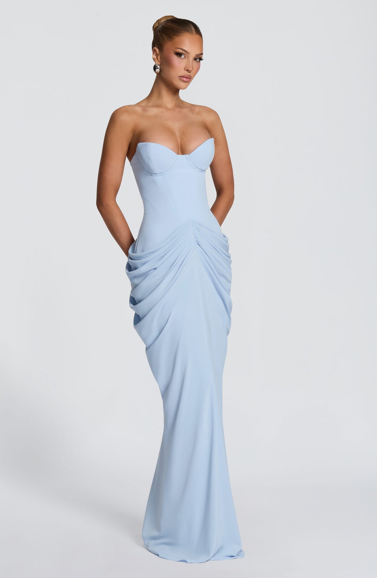 Chiara Maxi Elbise – Buz Mavisi