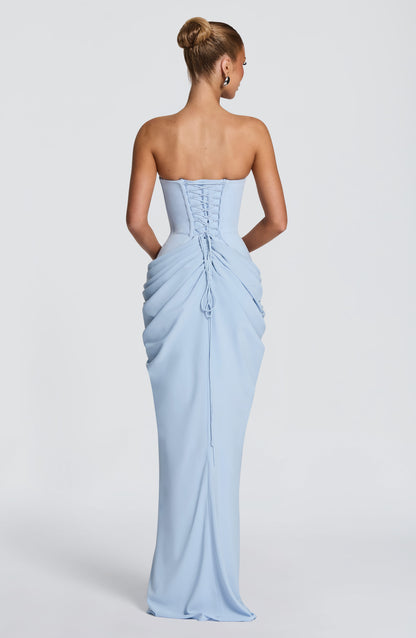 Chiara Maxi Elbise – Buz Mavisi
