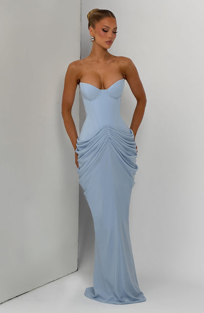 Chiara Maxi Elbise – Buz Mavisi