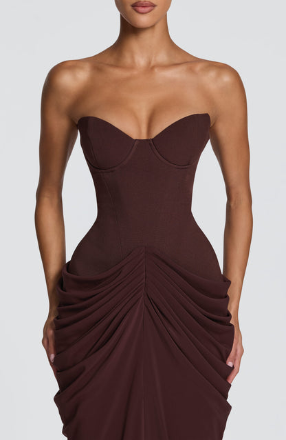 Chiara Maxi Elbise – Mürdüm Kahve