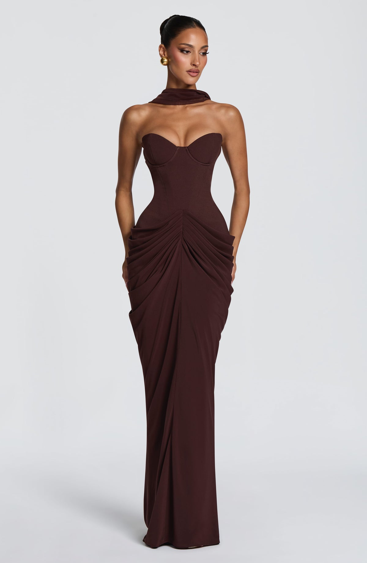 Chiara Maxi Elbise – Mürdüm Kahve