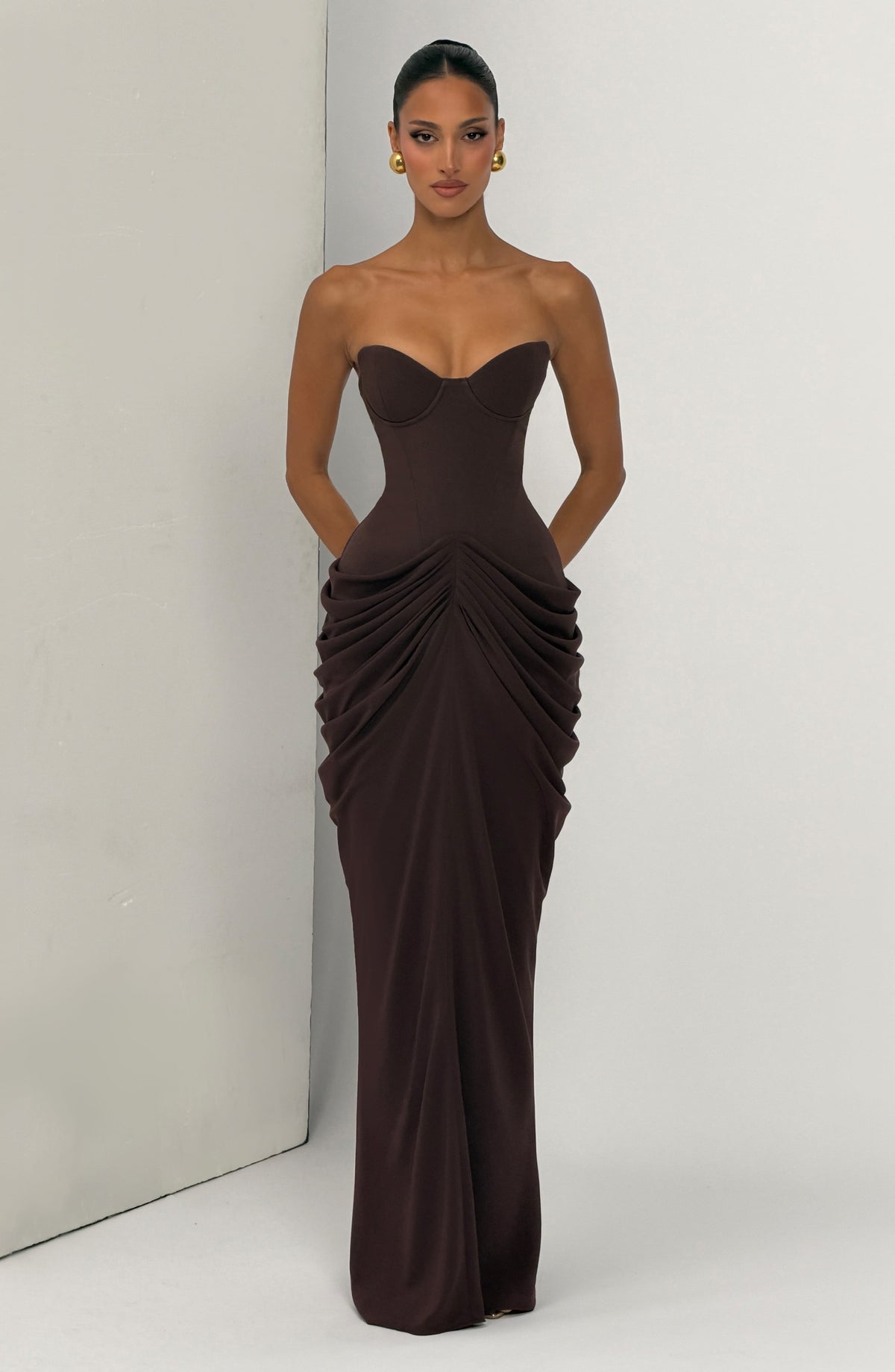 Chiara Maxi Elbise – Mürdüm Kahve