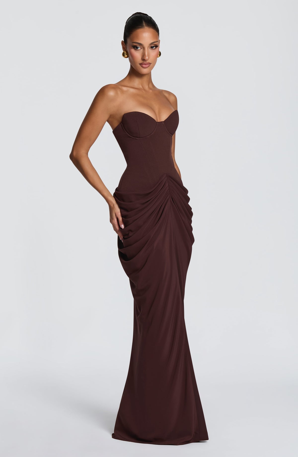 Chiara Maxi Elbise – Mürdüm Kahve