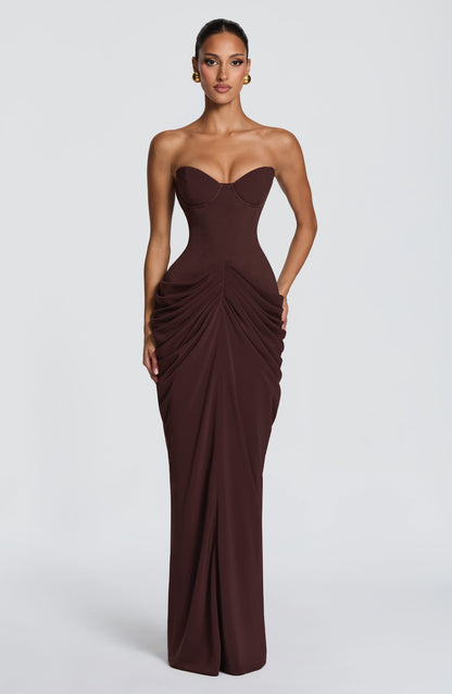 Chiara Maxi Elbise – Mürdüm Kahve