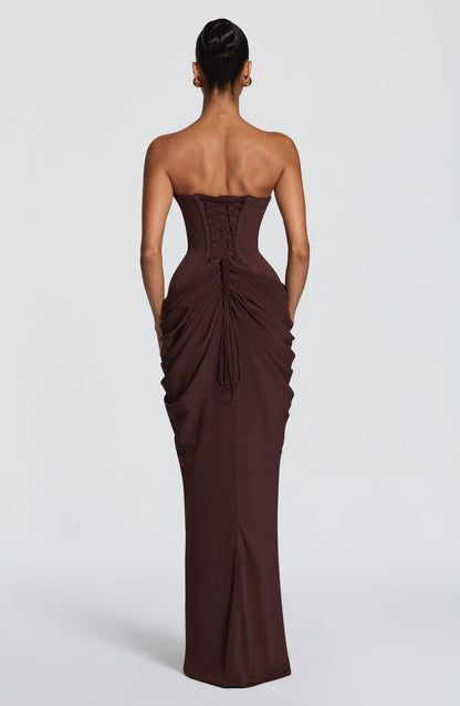 Chiara Maxi Elbise – Mürdüm Kahve