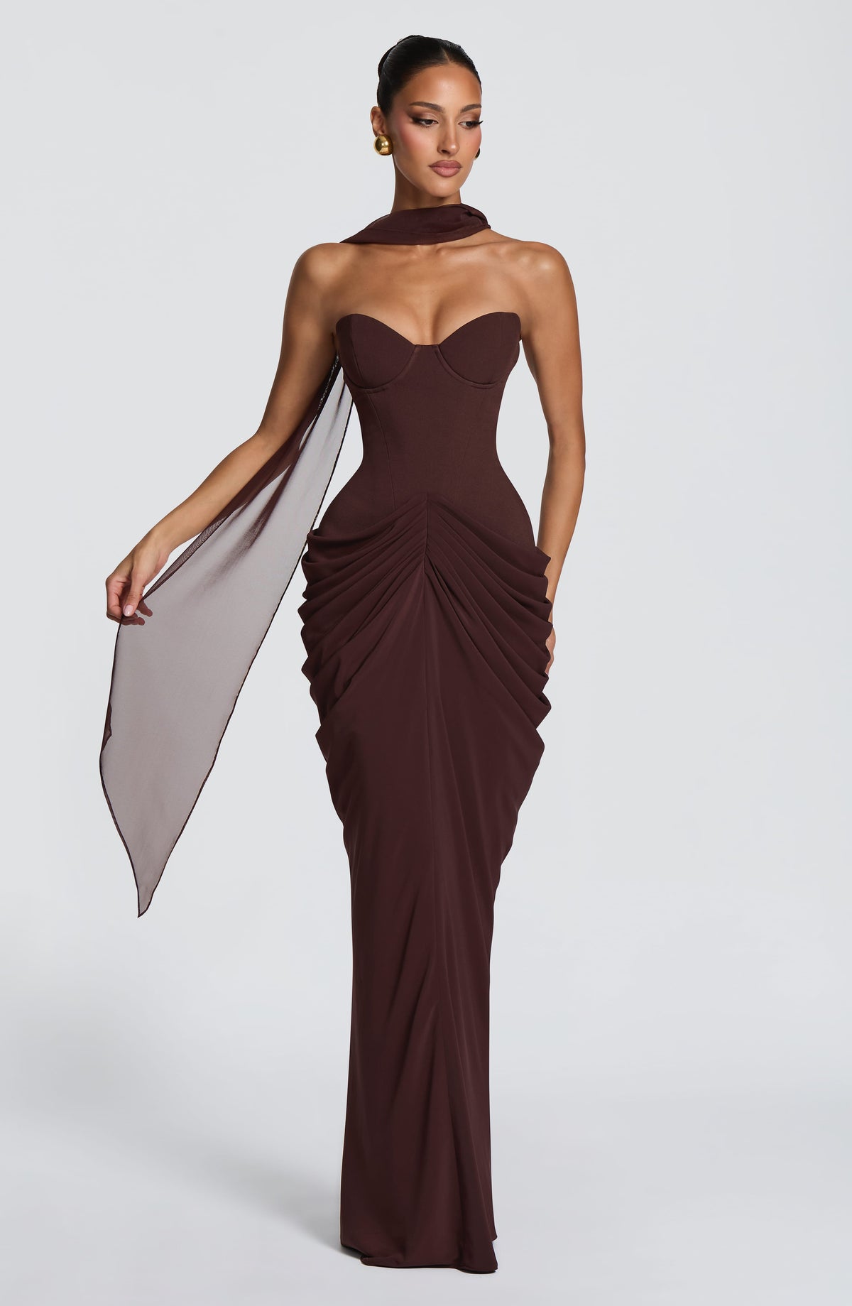 Chiara Maxi Elbise – Mürdüm Kahve