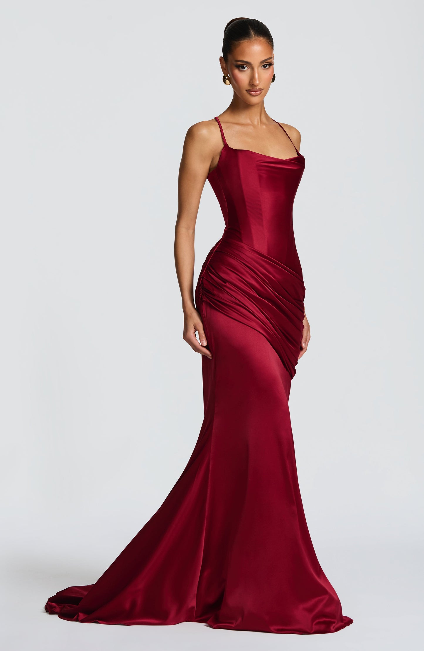 Connie Maxi Elbise - Bordo