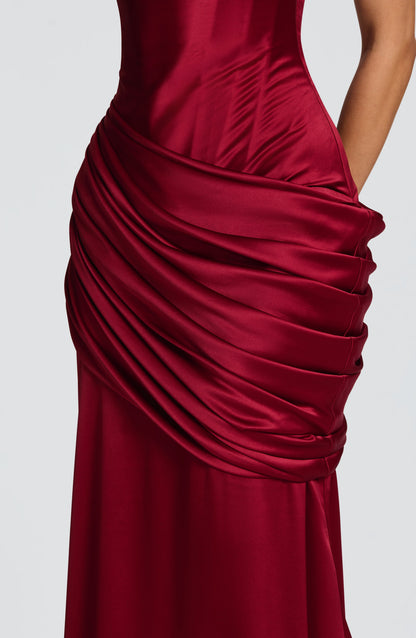 Connie Maxi Elbise - Bordo