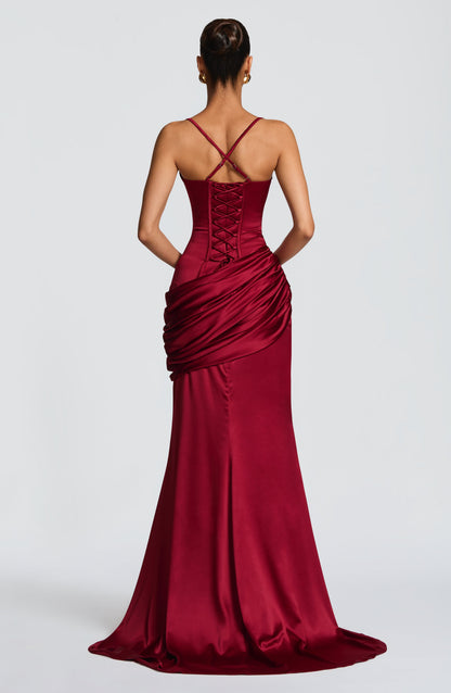 Connie Maxi Elbise - Bordo