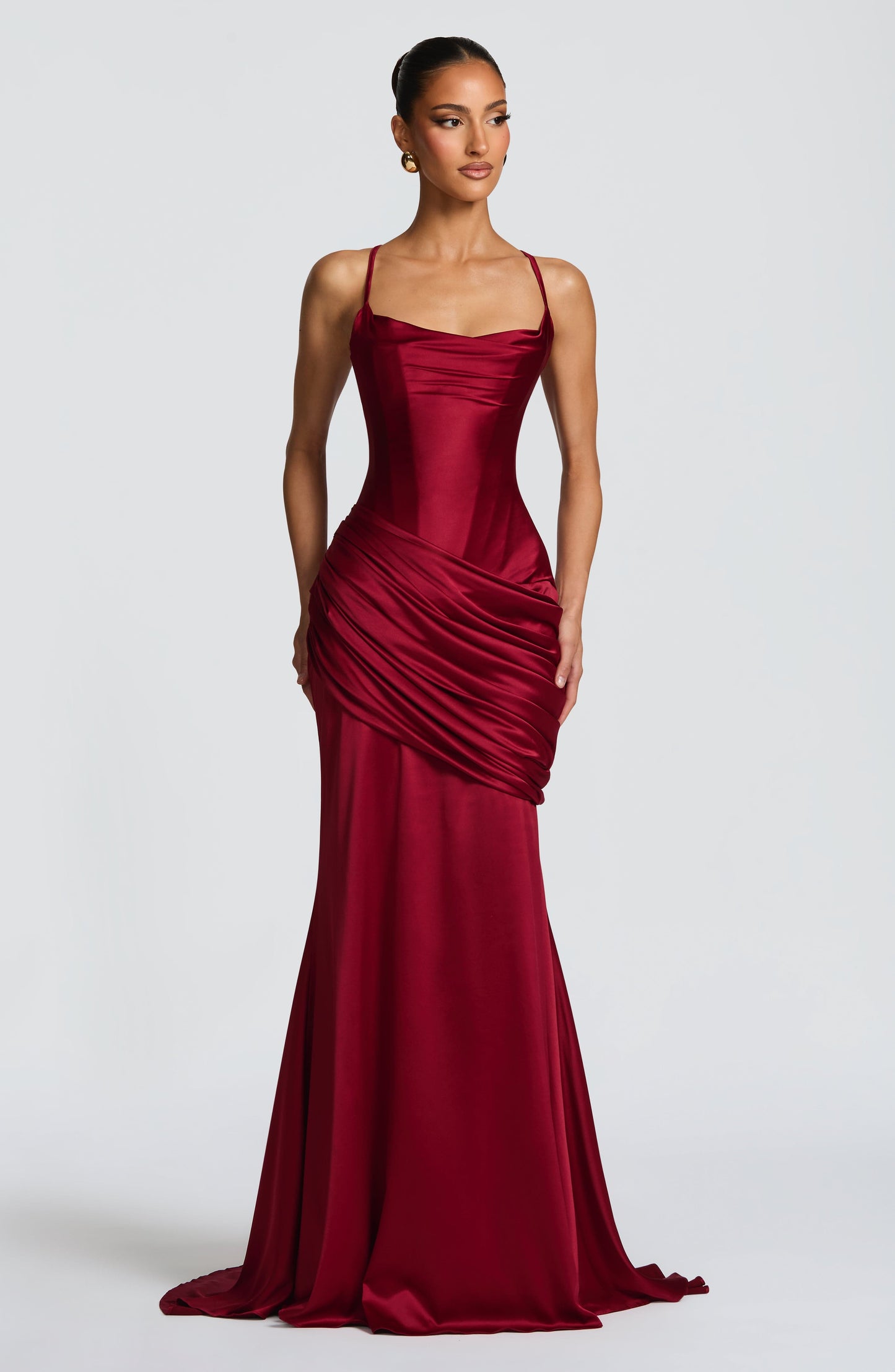 Connie Maxi Elbise - Bordo