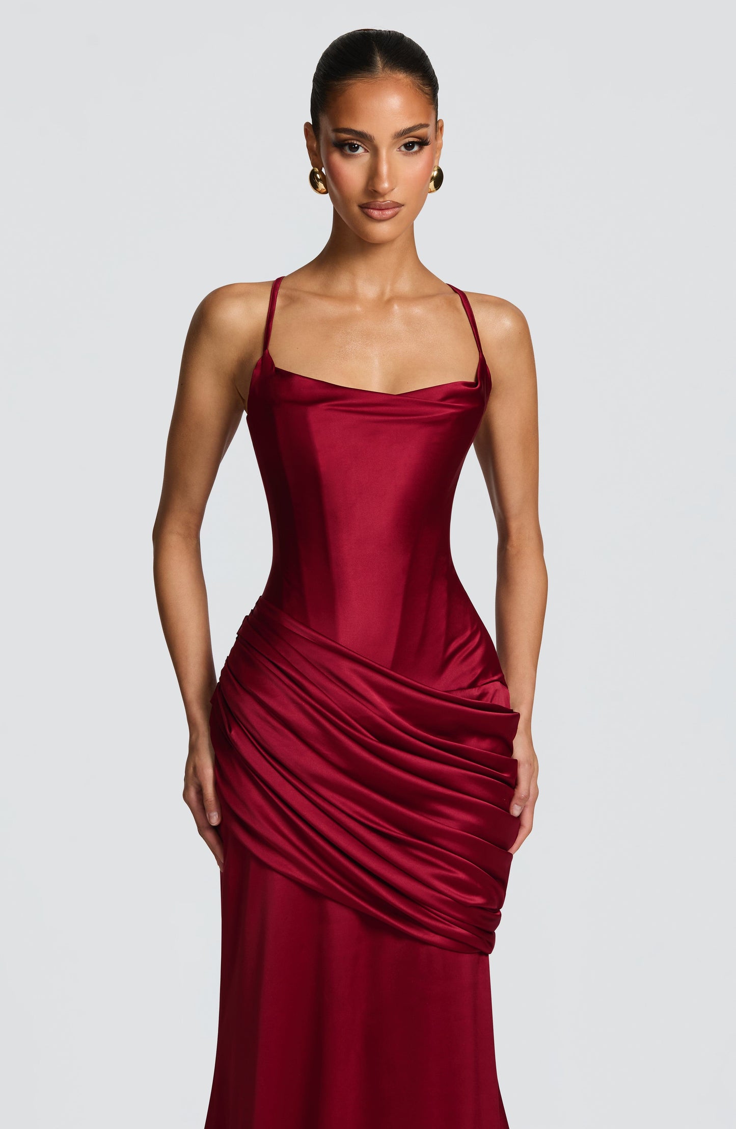 Connie Maxi Elbise - Bordo